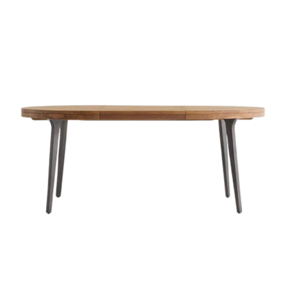 Lakin Round Wood Dining Table Teak Extendable 50”-74”