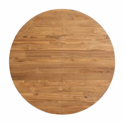Lakin Round Wood Dining Table Teak Extendable 50”-74”