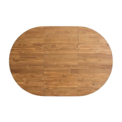 Lakin Round Wood Dining Table Teak Extendable 50”-74”