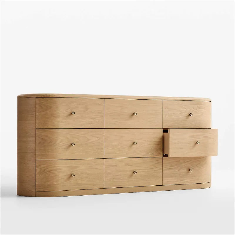 open drawer chest of drawers oak wood 9 drawers Anneli