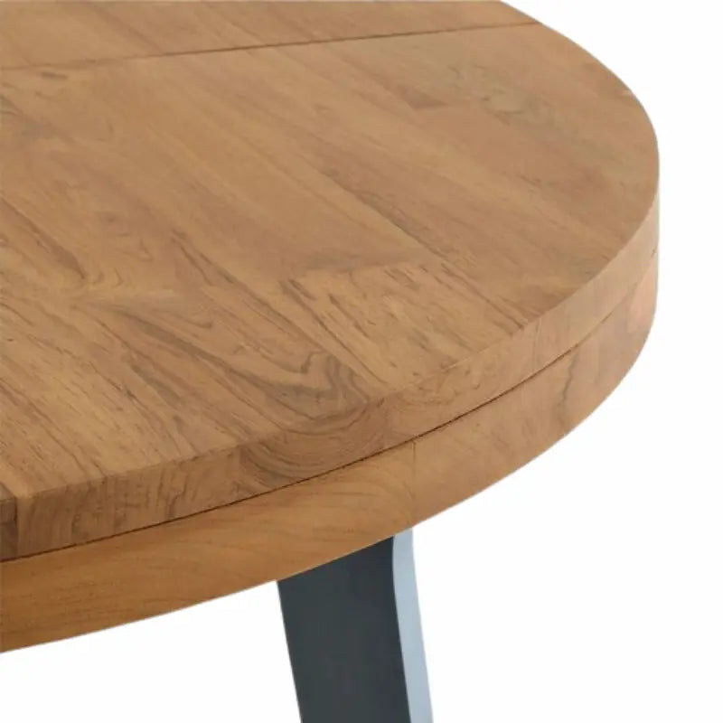 Lakin Round Wood Dining Table Teak Extendable 50”-74”