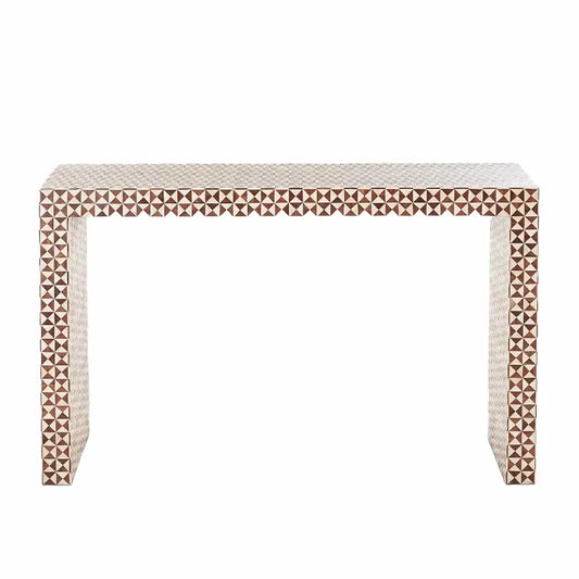 Intarsia Console Table Hand-crafted Mango Wood Mosaic Inlay 50" and 72"