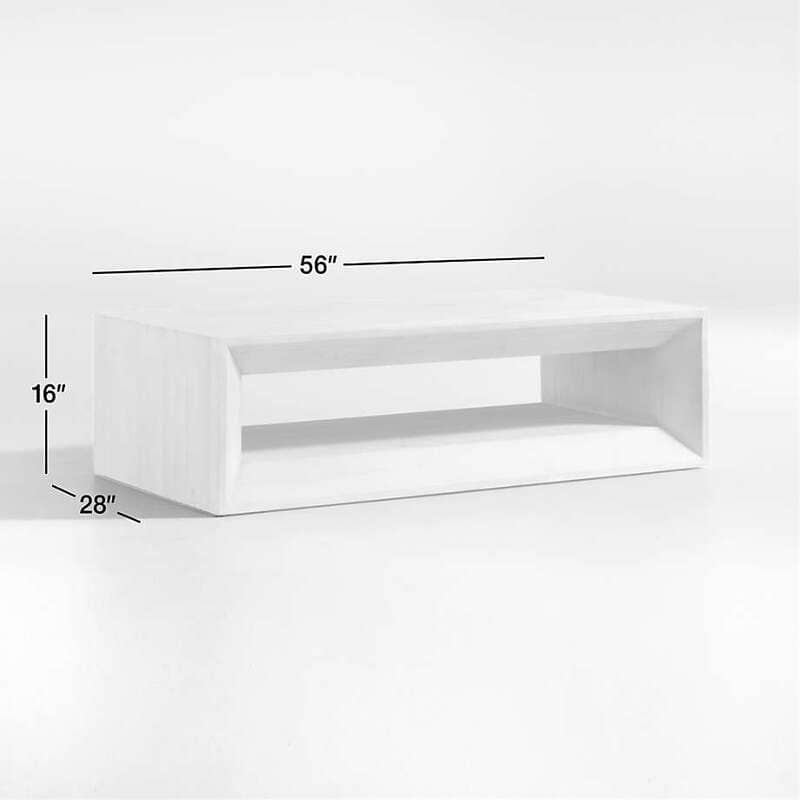 Vernon Wood Coffee Table 56 inch dimensions length 56 width 28 height 16