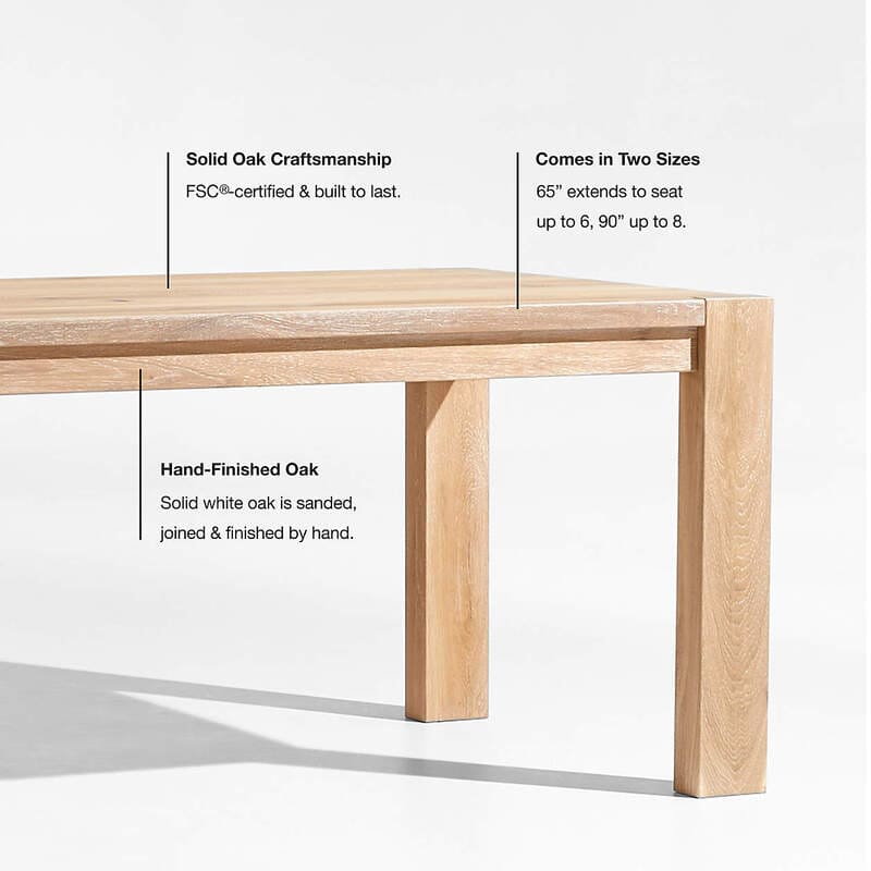 annotated Terra solid wood dining table