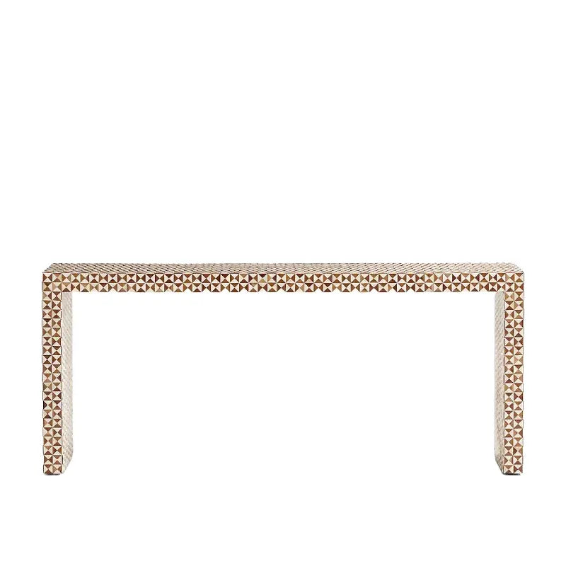 Intarsia Console Table Hand-crafted Mango Wood Mosaic Inlay 50" and 72"